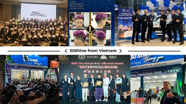 越南美发连锁品牌30Shine荣获"2024年度亚太区美业最具影响力大奖"之"年度最具影响力理发店奖"