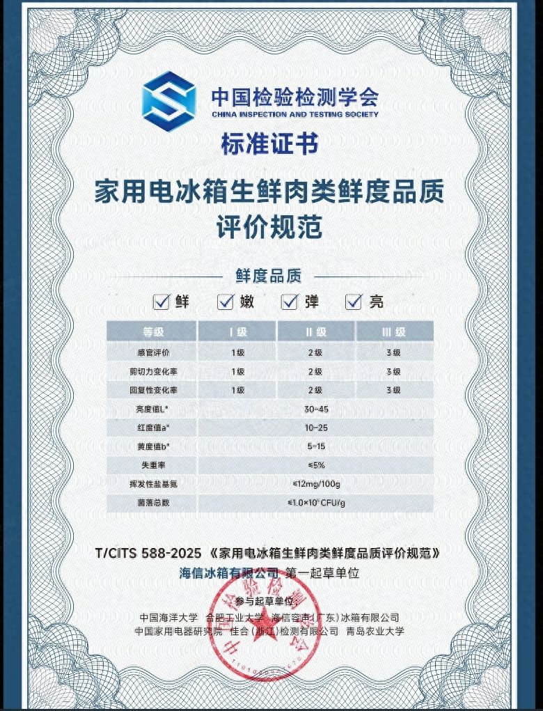 破局“保鲜”之争！海信牵头制定冰箱保鲜评价新规范